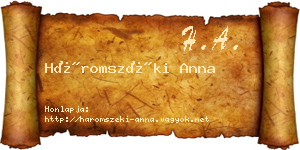 Háromszéki Anna névjegykártya